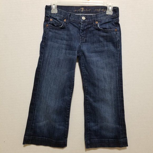 7 For All Mankind Denim - 7FAM jeans 24 Crop Dojo capri denim lightly distressed stretch P348380S-380S Y2K